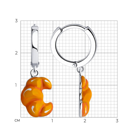 Серьги из серебра с эмалью «Круасан»