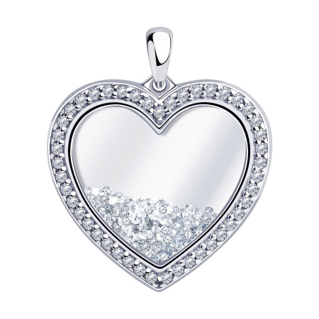 Подвеска из серебра с лейкосапфирами и фианитами «Сердце»