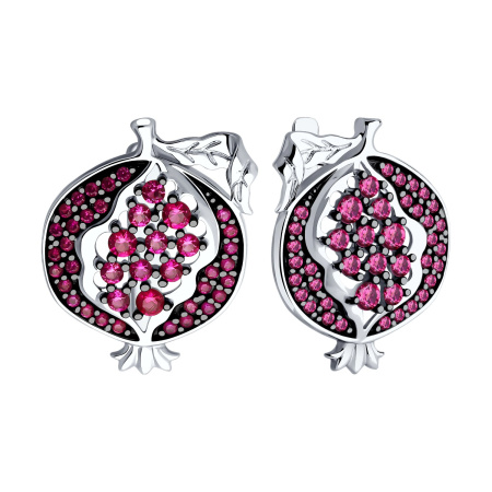 Серьги из серебра с корундами «Гранат»