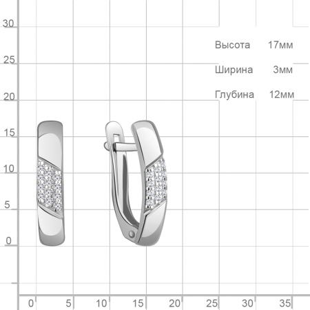 Серьги из серебра с фианитами