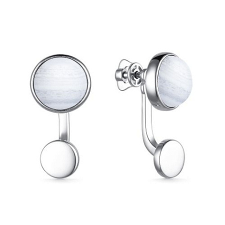 Серьги-гвоздики из серебра с агатом