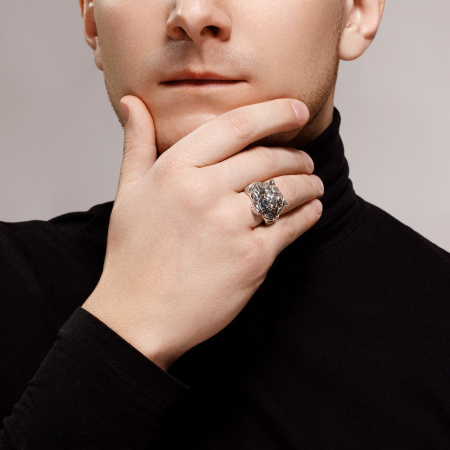 Мужское кольцо из серебра «Тигр»