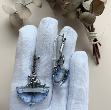 Серьги из серебра с перунитом «Озеро надежды»