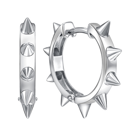 Серьги-конго из серебра с шипами