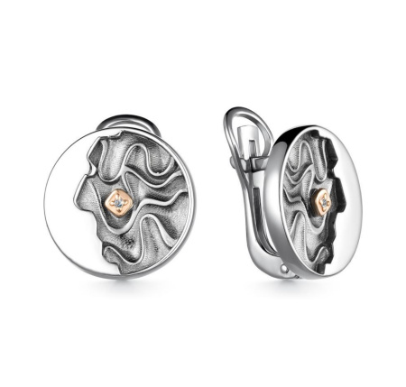 Серебряные серьги с бриллиантом