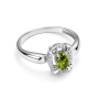 Серебряное кольцо с хризолитом и фианитами
