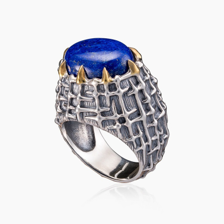 Серебряное кольцо «Лазуритовый Твид»