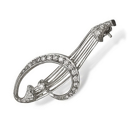 Серебряная брошь с фианитами