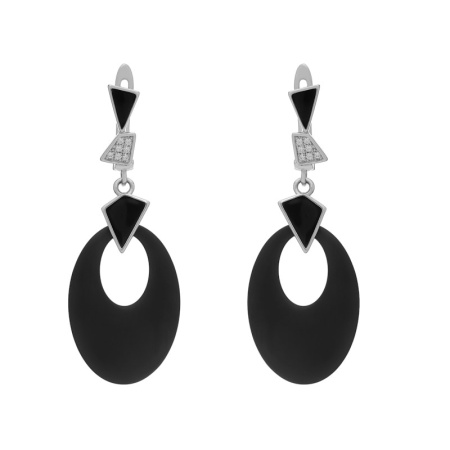 Серебряные серьги с керамикой и цирконием