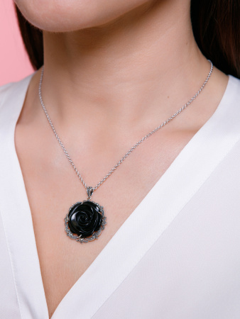 Серебряный кулон ALEXANDRE VASSILIEV с черным ониксом и марказитами Swarovski