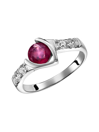 Кольцо из серебра с натуральным рубином