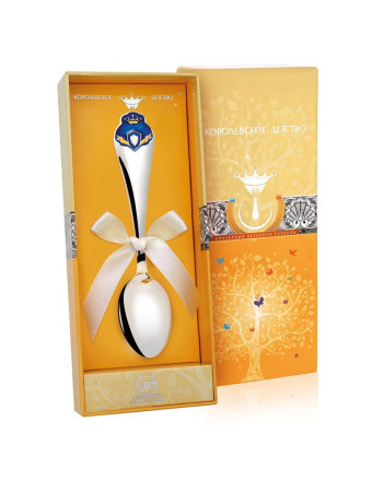 Серебряная ложка детская «Принц» с позолотой и эмалью