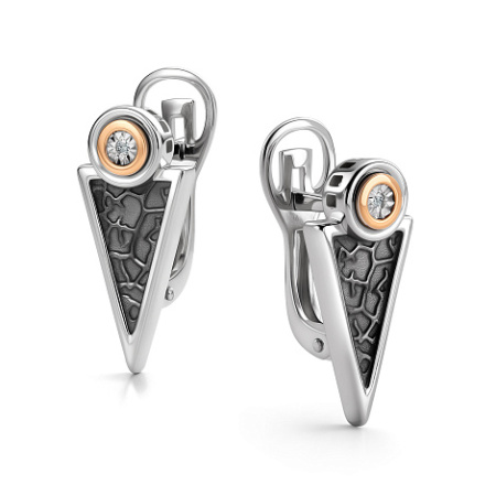 Серебряные серьги с бриллиантом