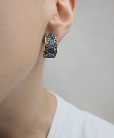 Серьги из серебра с позолотой и топазами