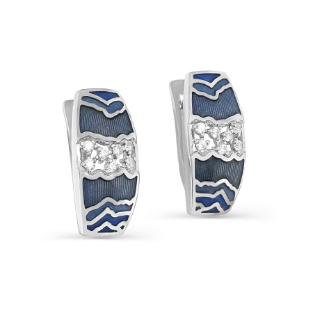 Серьги из серебра с фианитами и эмалью
