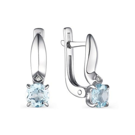 Серебряные серьги с топазом и бриллиантом