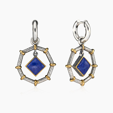 Серебряные серьги с камнем лазурит