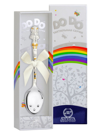 Серебряная детская ложка DODO "Кукла с бантами" с частичной позолотой