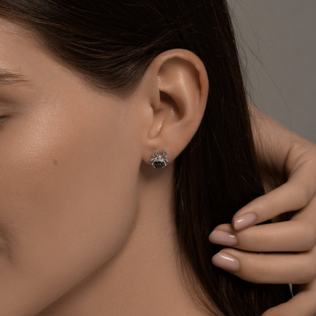 Серьги-пусеты с фианитами «Паук»