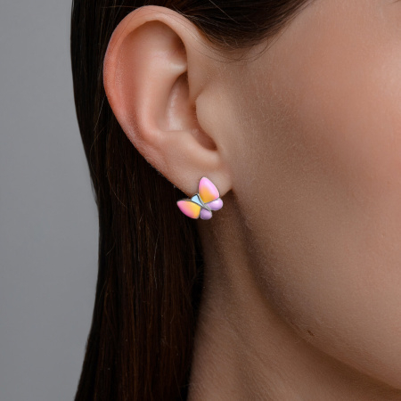 Серебряные серьги с эмалью «Бабочка»