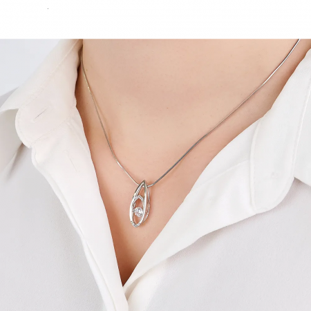 Серебряная подвеска с танцующим фианитом «Капля»