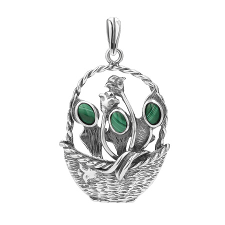 Подвеска из серебра «Корзинка с цветами»