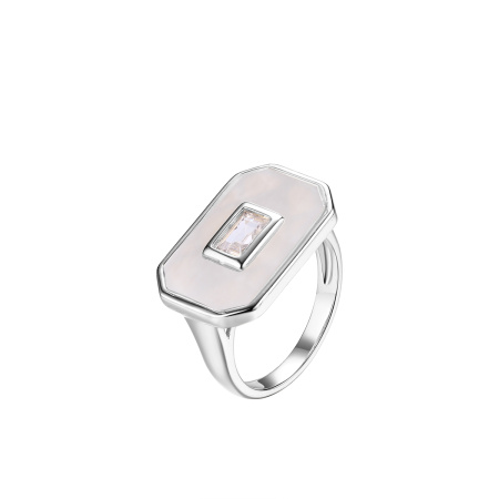 Кольцо из серебра с перламутром и фианитом