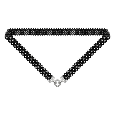 Серебряное колье с фианитами и шпинелью