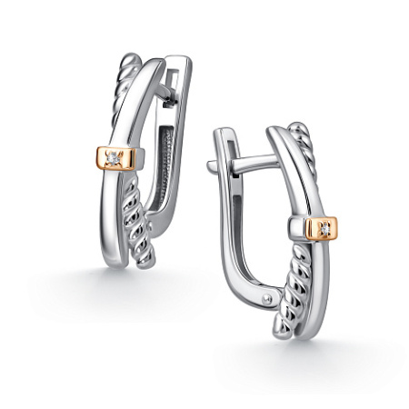 Серьги из серебра с бриллиантом