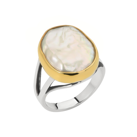 Кольцо из серебра с жемчугом барокко