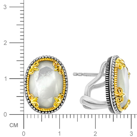Серебряные серьги с перламутром и позолотой