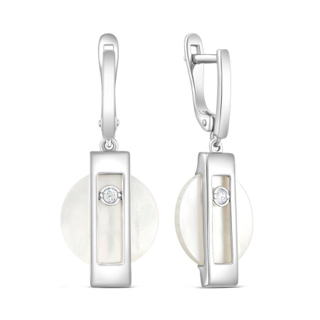 Серьги из серебра с перламутром и фианитами