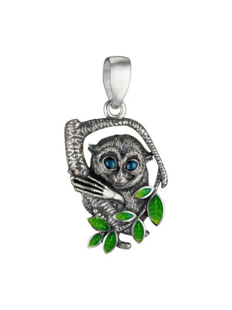 Серебряная подвеска с эмалью «Лемур»