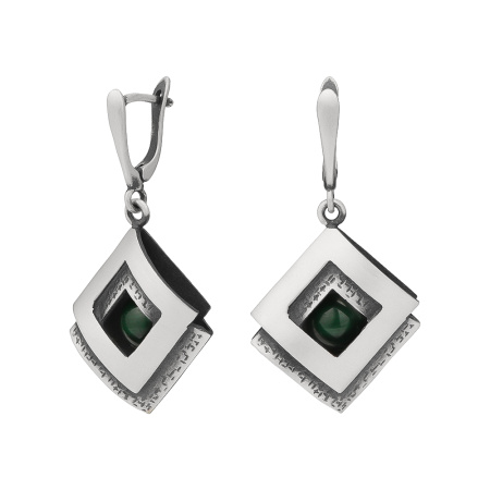 Серебряные серьги с малахитом