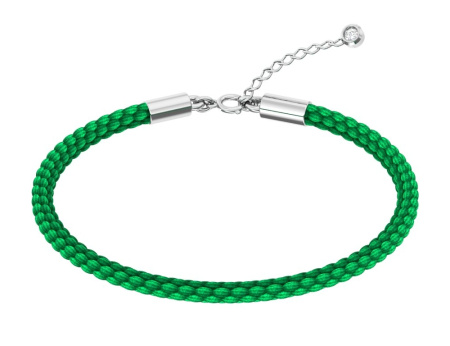 Серебряный браслет на плетеном шнурке