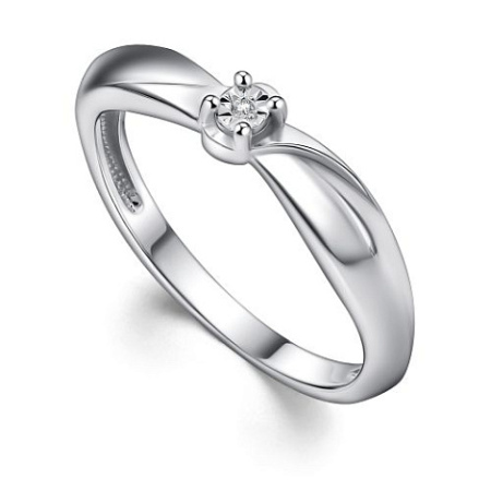 Серебряное кольцо с бриллиантом