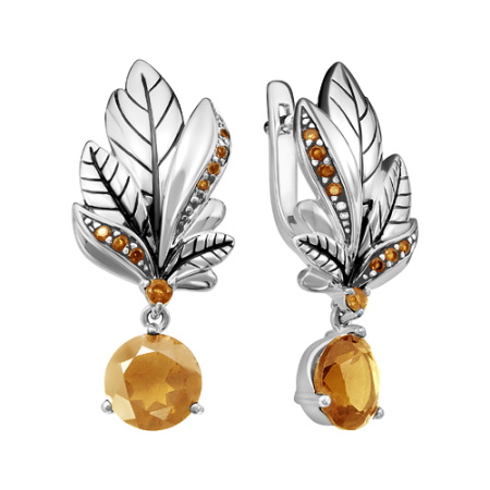 Серьги из серебра с цитринами «Цветок»
