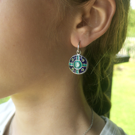 Серебряные серьги с эмалью «Синие»