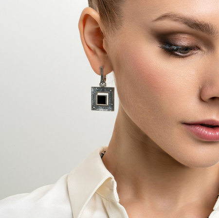 Серьги из серебра с ониксом