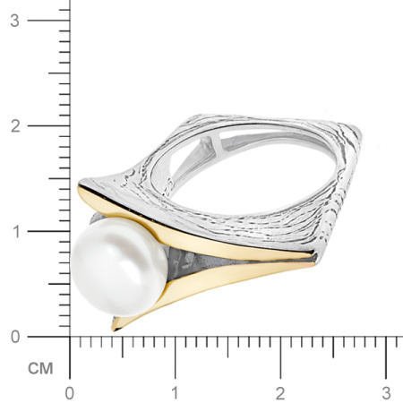 Серебряное кольцо с жемчугом и золотом