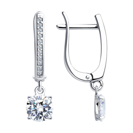 Серьги из серебра с фианитами