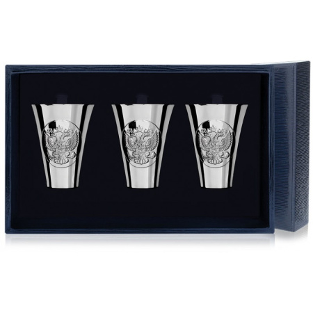 Набор серебряных стопок «Герб» - 3 предмета
