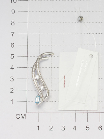 Серебряная брошь с топазом и фианитами