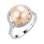Кольцо из серебра с жемчугом и фианитами
