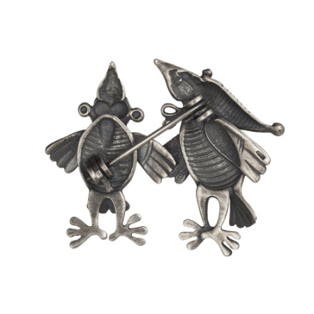 Серебряная брошь «Воронята»