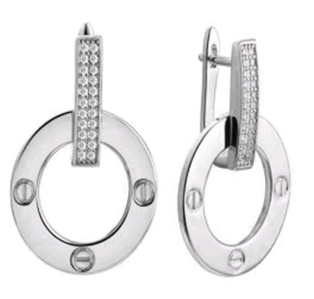 Серьги из серебра с фианитами