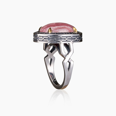 Серебряное кольцо «Родохрозитовые Дали»