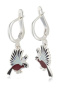 Серьги-подвески из серебра «Снегири»