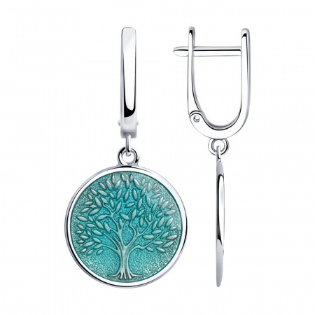 Серьги из серебра с эмалью «Древо жизни»