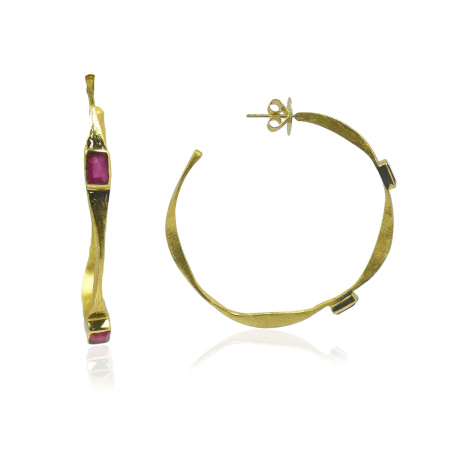 Серебряные серьги-конго с авантюринами